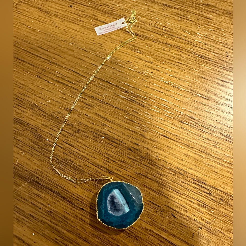 Charlene K Blue Stone Sterling Gold Necklace
